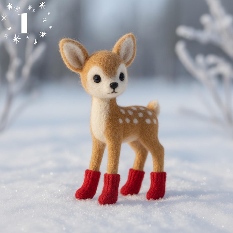 🎄🦌 Felted Christmas Deer – Handmade Wool Felt Holiday Ornament & Cozy Winter Décor