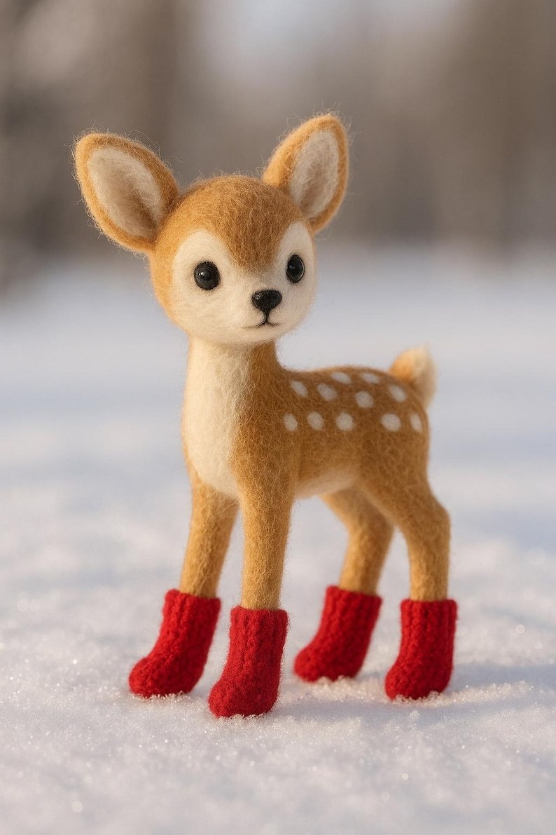 🎄🦌 Felted Christmas Deer – Handmade Wool Felt Holiday Ornament & Cozy Winter Décor