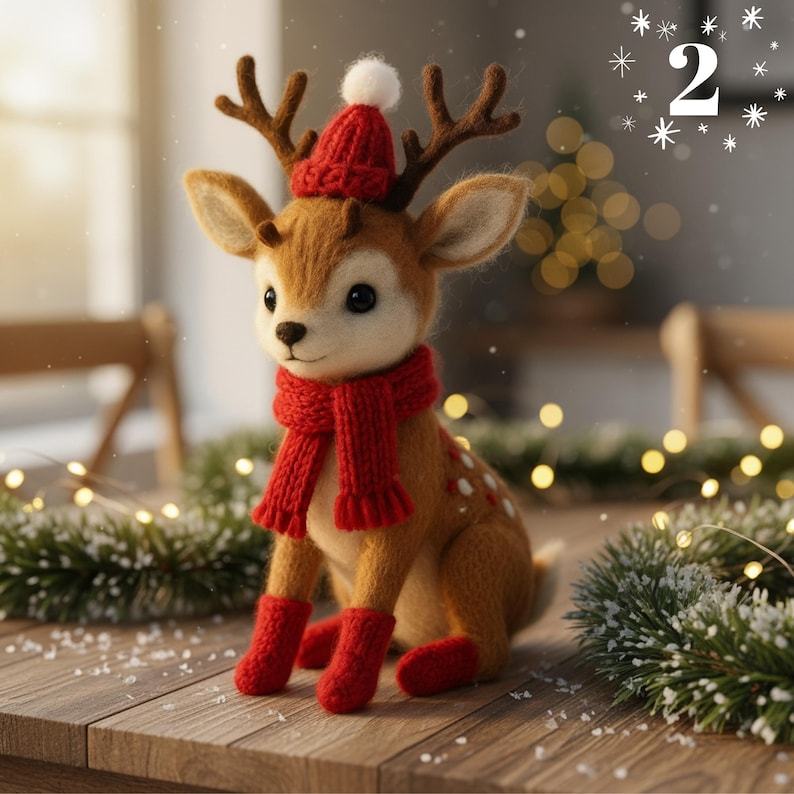 🎄🦌 Felted Christmas Deer – Handmade Wool Felt Holiday Ornament & Cozy Winter Décor