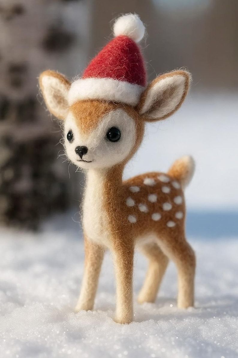 🎄🦌 Felted Christmas Deer – Handmade Wool Felt Holiday Ornament & Cozy Winter Décor