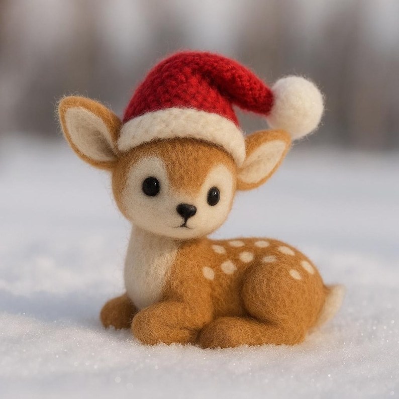 🎄🦌 Felted Christmas Deer – Handmade Wool Felt Holiday Ornament & Cozy Winter Décor