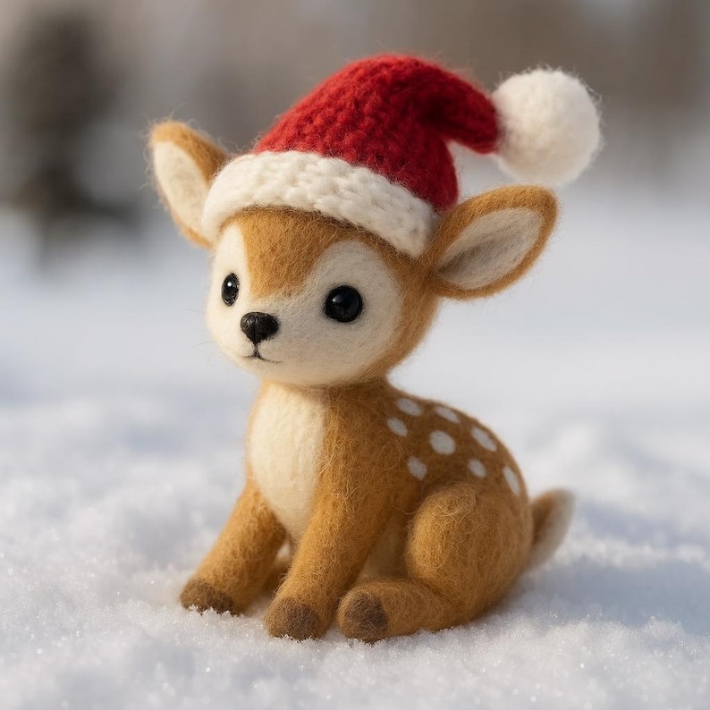 🎄🦌 Felted Christmas Deer – Handmade Wool Felt Holiday Ornament & Cozy Winter Décor