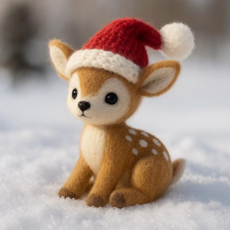 🎄🦌 Felted Christmas Deer – Handmade Wool Felt Holiday Ornament & Cozy Winter Décor