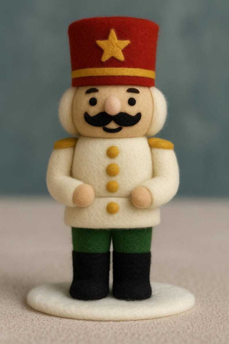 🎄🎉 Handmade Felted Nutcracker🎇 – Eco-Friendly Wool Soldier Ornament, Cozy Christmas Décor & Collectible Gift