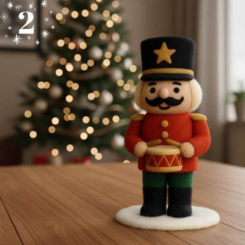 🎄🎉 Handmade Felted Nutcracker🎇 – Eco-Friendly Wool Soldier Ornament, Cozy Christmas Décor & Collectible Gift