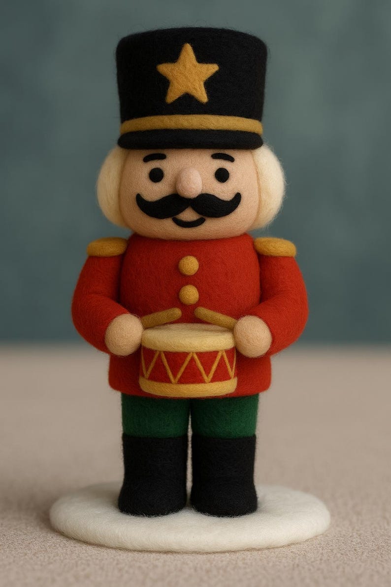 🎄🎉 Handmade Felted Nutcracker🎇 – Eco-Friendly Wool Soldier Ornament, Cozy Christmas Décor & Collectible Gift