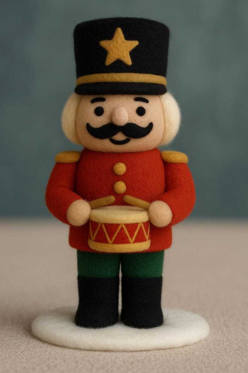 🎄🎉 Handmade Felted Nutcracker🎇 – Eco-Friendly Wool Soldier Ornament, Cozy Christmas Décor & Collectible Gift