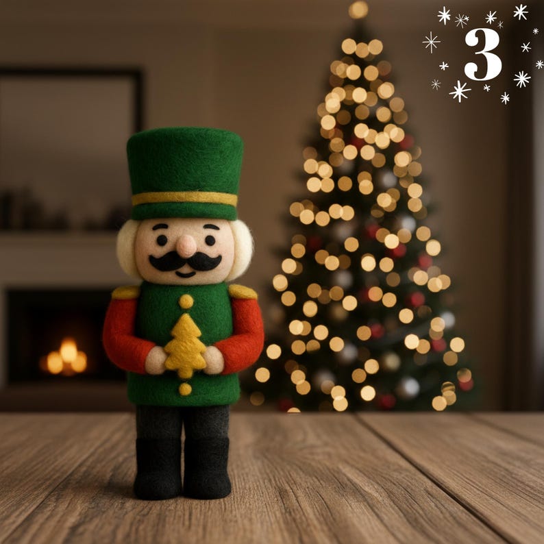 🎄🎉 Handmade Felted Nutcracker🎇 – Eco-Friendly Wool Soldier Ornament, Cozy Christmas Décor & Collectible Gift