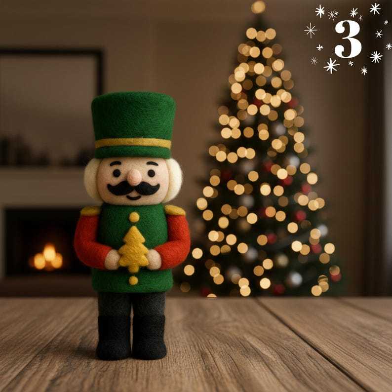 🎄🎉 Handmade Felted Nutcracker🎇 – Eco-Friendly Wool Soldier Ornament, Cozy Christmas Décor & Collectible Gift
