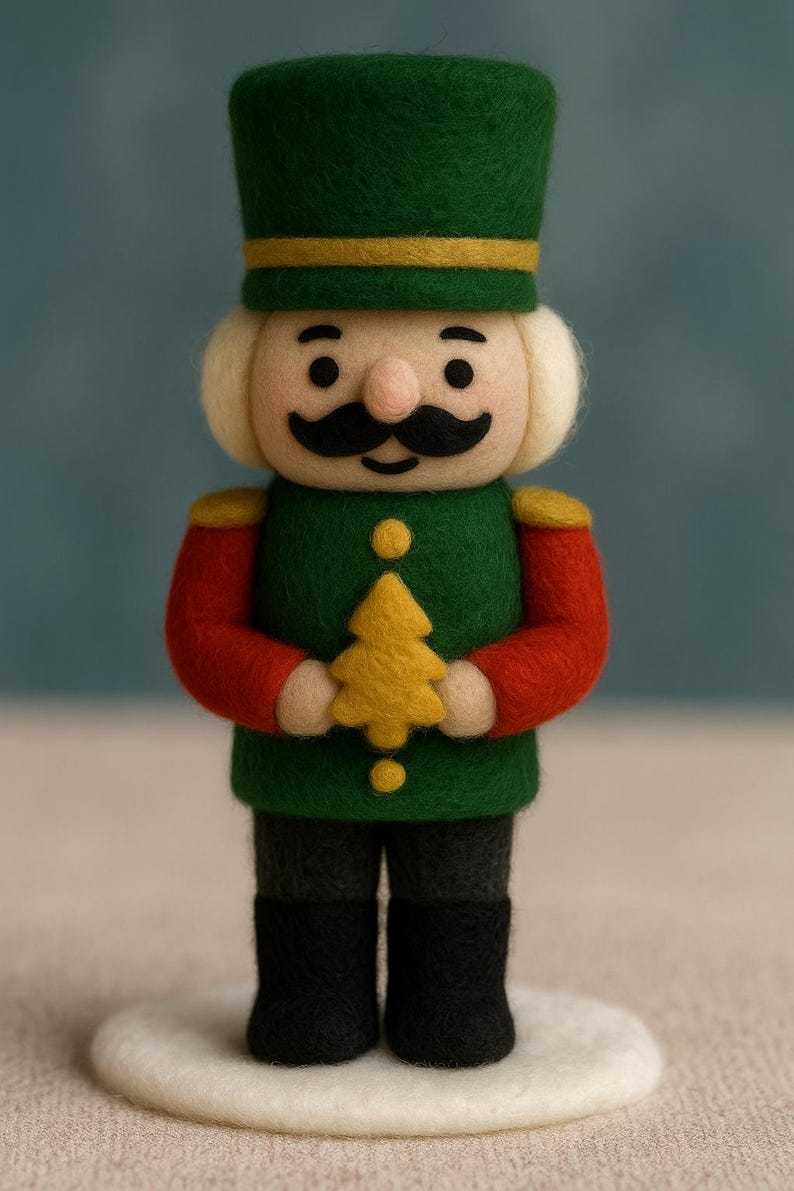 🎄🎉 Handmade Felted Nutcracker🎇 – Eco-Friendly Wool Soldier Ornament, Cozy Christmas Décor & Collectible Gift