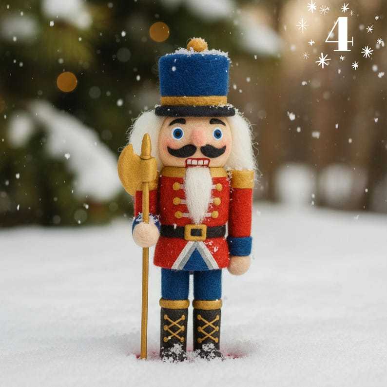 🎄🎉 Handmade Felted Nutcracker🎇 – Eco-Friendly Wool Soldier Ornament, Cozy Christmas Décor & Collectible Gift