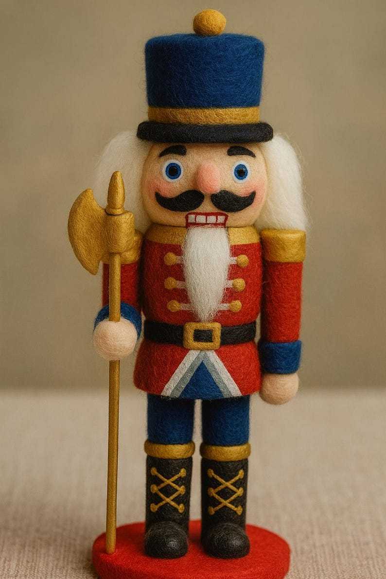 🎄🎉 Handmade Felted Nutcracker🎇 – Eco-Friendly Wool Soldier Ornament, Cozy Christmas Décor & Collectible Gift