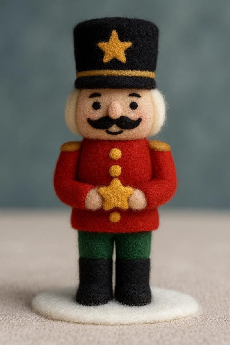 🎄🎉 Handmade Felted Nutcracker🎇 – Eco-Friendly Wool Soldier Ornament, Cozy Christmas Décor & Collectible Gift