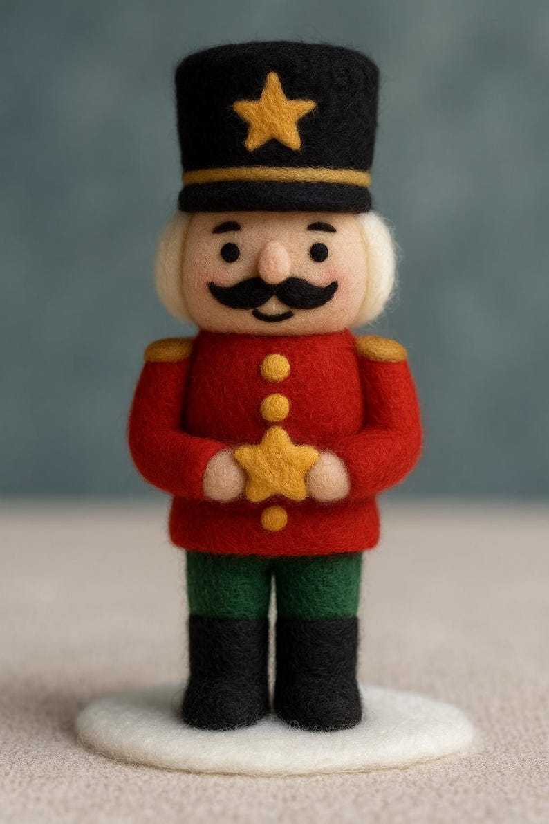 🎄🎉 Handmade Felted Nutcracker🎇 – Eco-Friendly Wool Soldier Ornament, Cozy Christmas Décor & Collectible Gift
