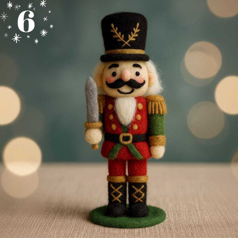🎄🎉 Handmade Felted Nutcracker🎇 – Eco-Friendly Wool Soldier Ornament, Cozy Christmas Décor & Collectible Gift