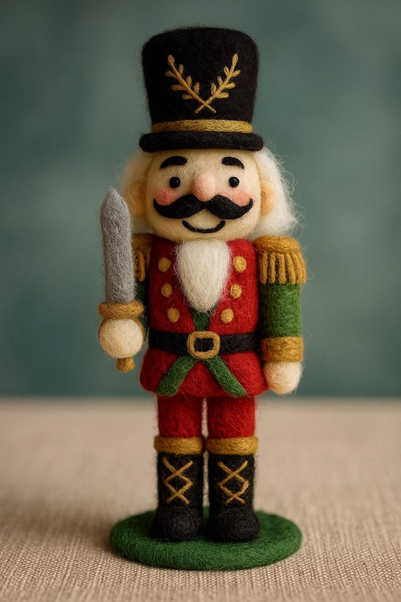 🎄🎉 Handmade Felted Nutcracker🎇 – Eco-Friendly Wool Soldier Ornament, Cozy Christmas Décor & Collectible Gift