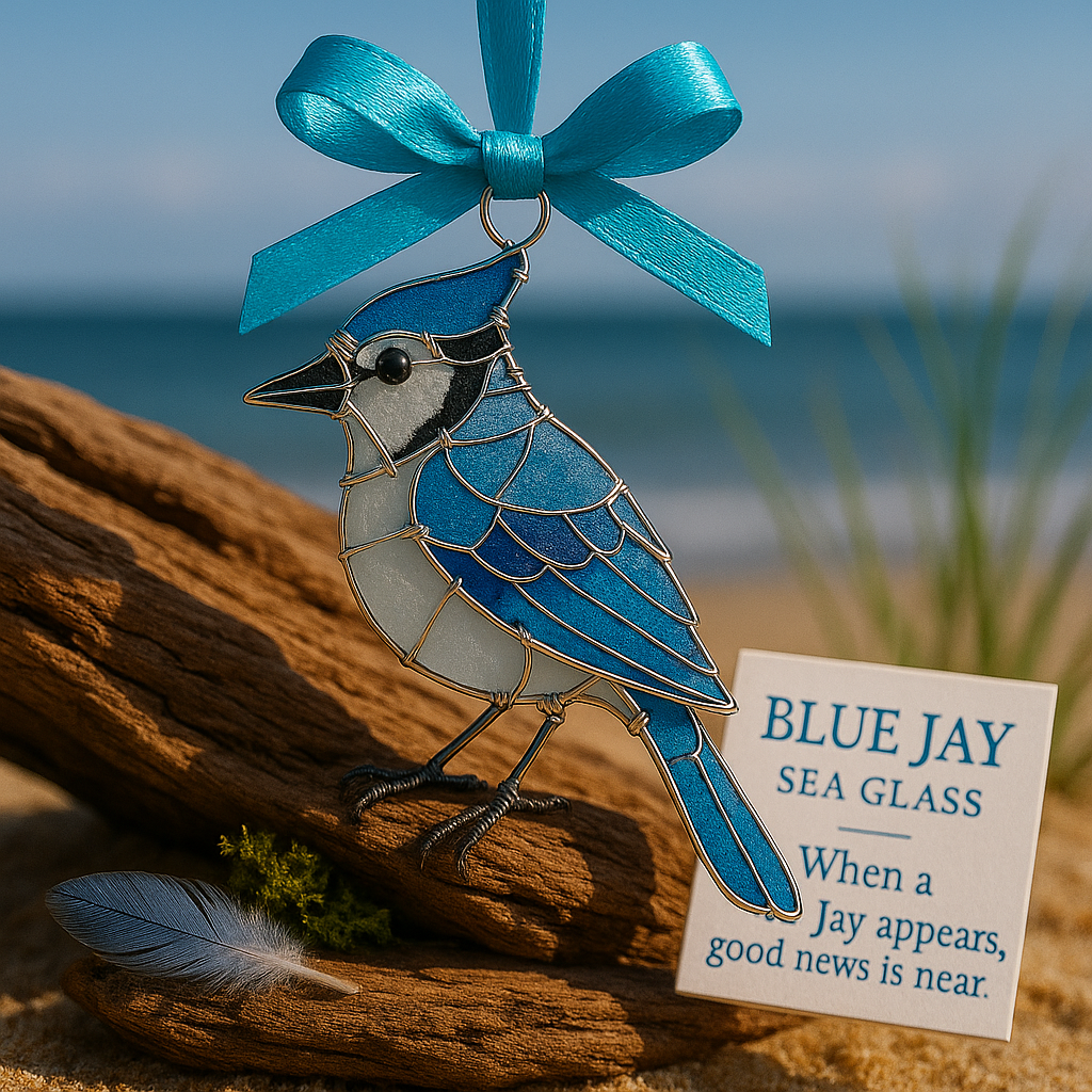 🌊Handmade Sea Glass Bird Ornament🦜