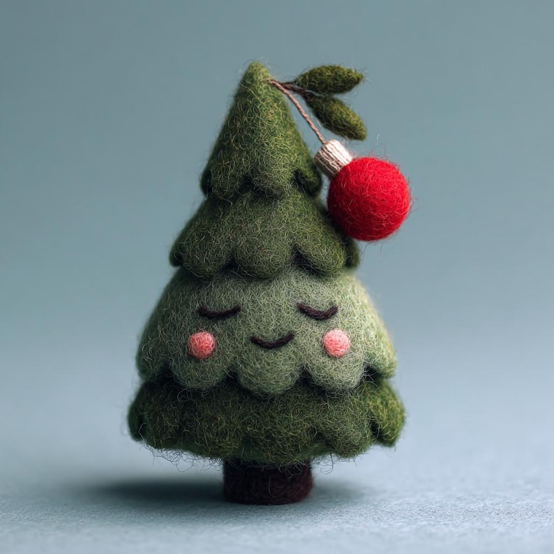 🌿 Eco-Friendly Handmade Wool Christmas Trees — Cozy Felt Village Décor for a Greener Holiday ✨🎄