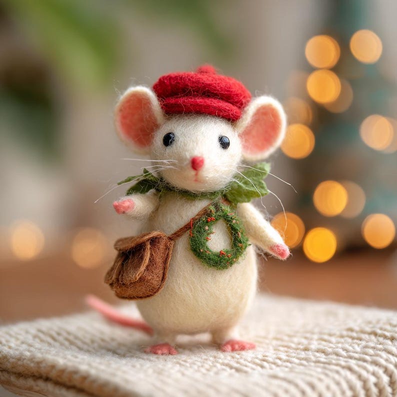🌿 Handmade Eco-Friendly Wool Christmas Mice — Charming Felt Ornaments for a Cozy Holiday 🎄🐭✨