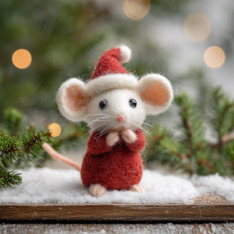 🌿 Handmade Eco-Friendly Wool Christmas Mice — Charming Felt Ornaments for a Cozy Holiday 🎄🐭✨