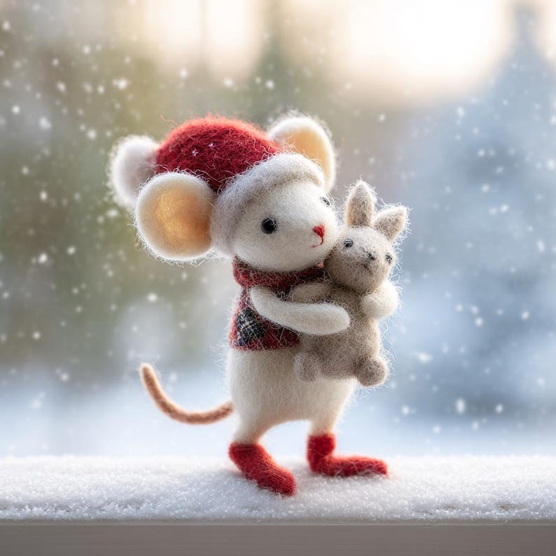 🌿 Handmade Eco-Friendly Wool Christmas Mice — Charming Felt Ornaments for a Cozy Holiday 🎄🐭✨