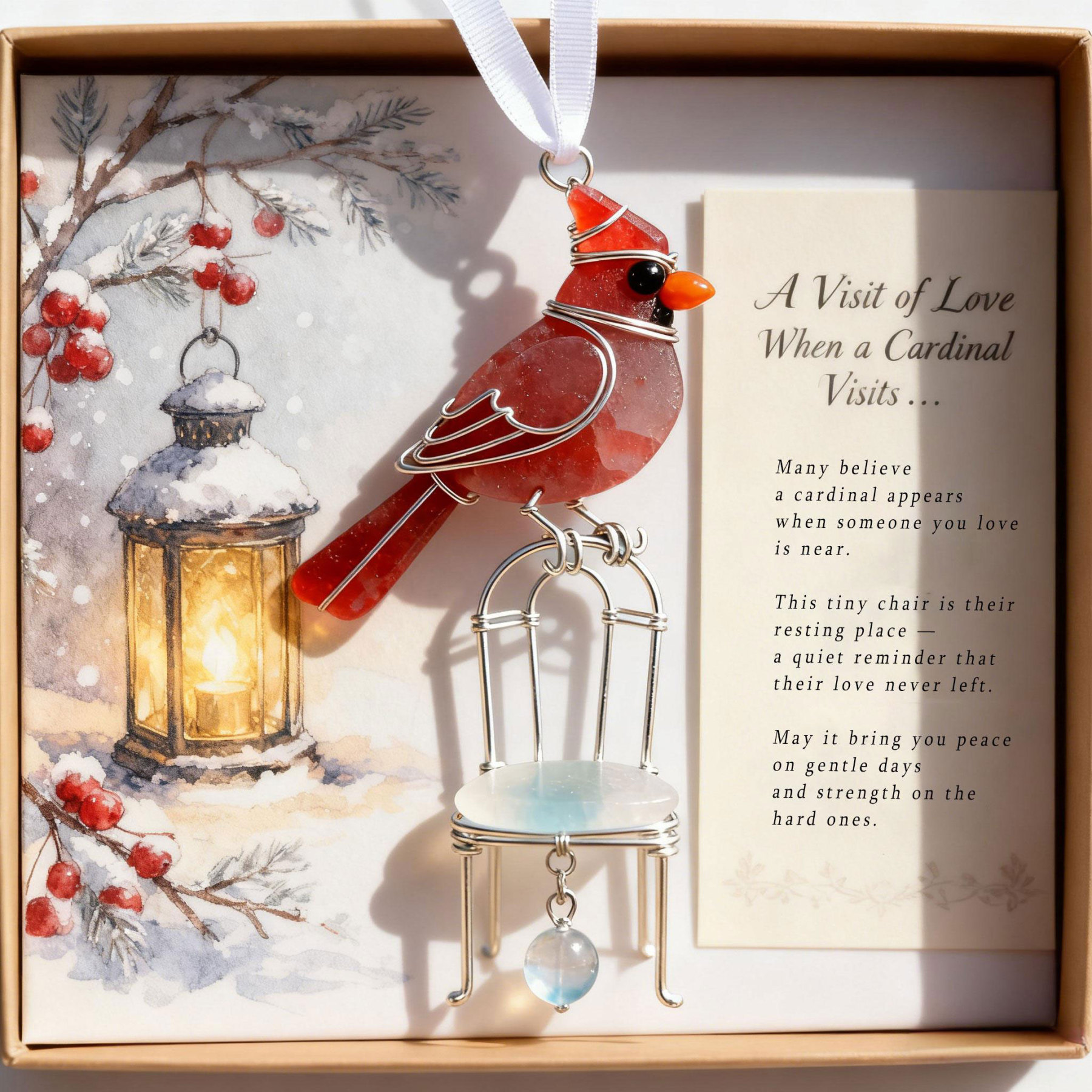 🐦💖Cardinal Memorial Sea Glass Ornament