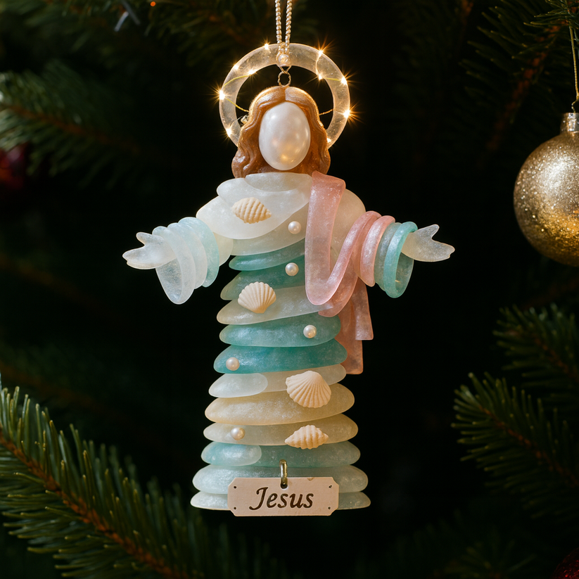 Radiant Sea-Glass Jesus Ornament