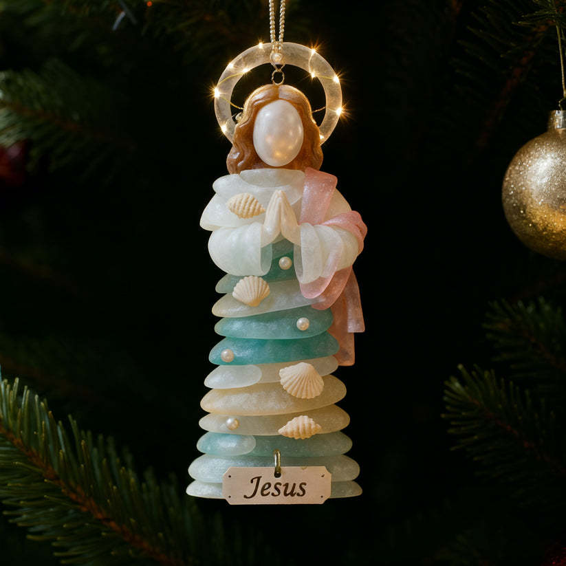 Radiant Sea-Glass Jesus Ornament