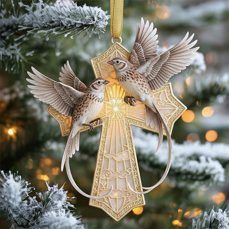 🐦Birdsong and the Light of Faith: Exquisite Cross Ornament Collection