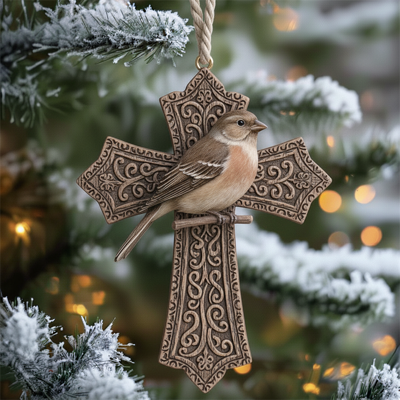 🐦Birdsong and the Light of Faith: Exquisite Cross Ornament Collection