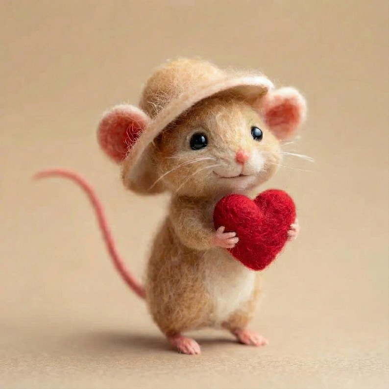 🎄🎄🎄Eco-Friendly Handmade Wool Felt Mouse — 3-Inch Natural Fiber Storybook Figurine 🐭🌿✨