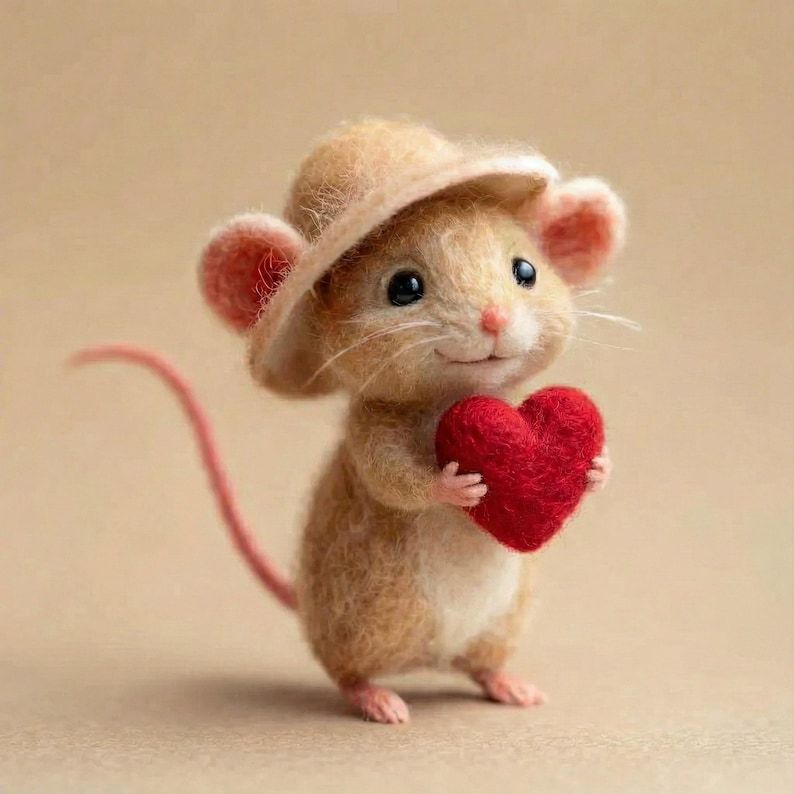 🎄🎄🎄Eco-Friendly Handmade Wool Felt Mouse — 3-Inch Natural Fiber Storybook Figurine 🐭🌿✨