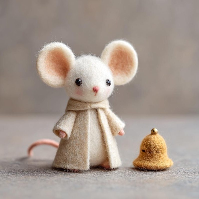 🎄🎄🎄Eco-Friendly Handmade Wool Felt Mouse — 3-Inch Natural Fiber Storybook Figurine 🐭🌿✨