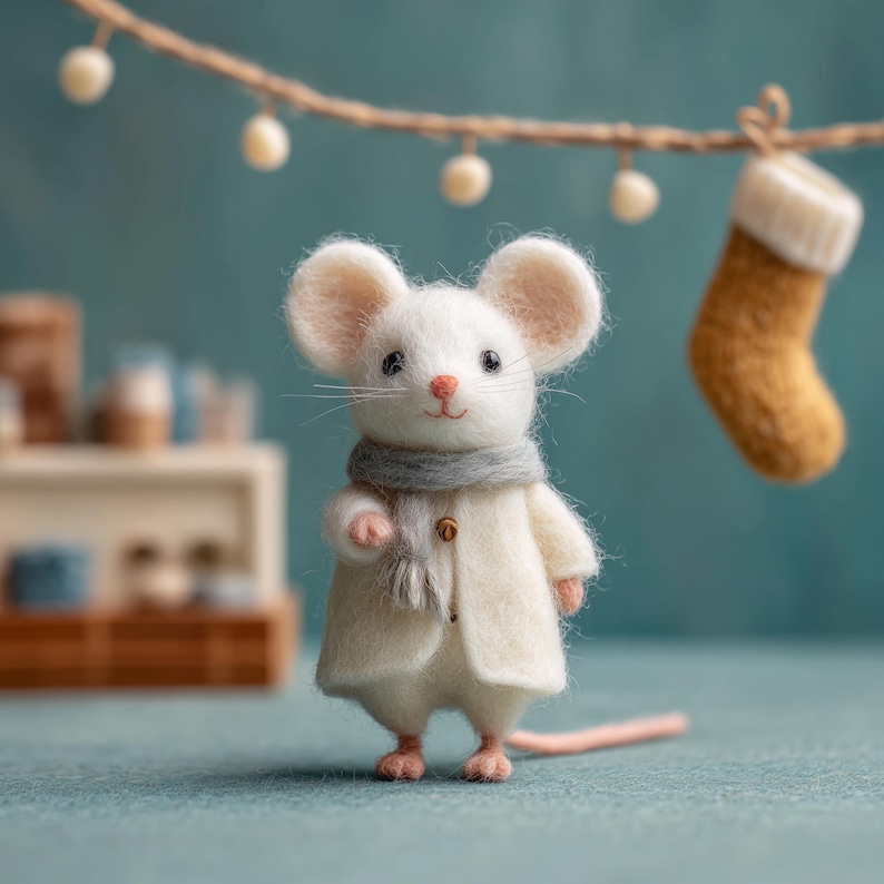 🎄🎄🎄Eco-Friendly Handmade Wool Felt Mouse — 3-Inch Natural Fiber Storybook Figurine 🐭🌿✨