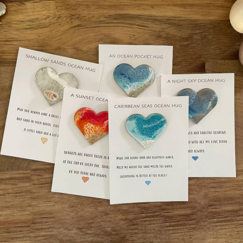 Ocean Pocket Hug for Spreading Love to Family and Friends with Resin Ocean Art