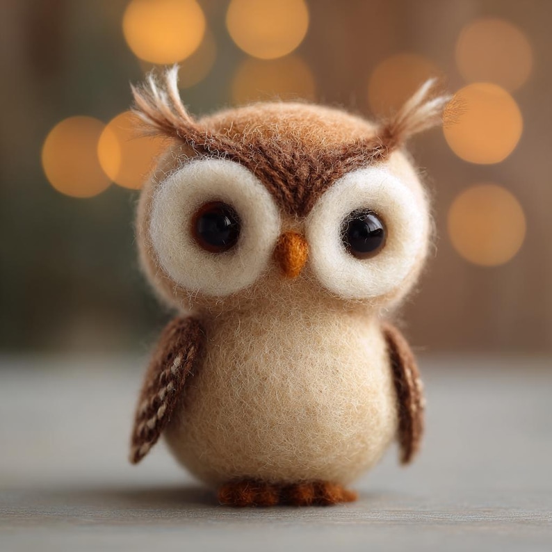 🌿✨ Eco-Friendly Needle Felted Owl Figurine – Handmade Wool Bird Sculpture for Woodland Nursery Decor 🦉💚
