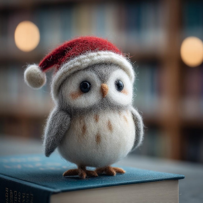 🌿✨ Eco-Friendly Needle Felted Owl Figurine – Handmade Wool Bird Sculpture for Woodland Nursery Decor 🦉💚