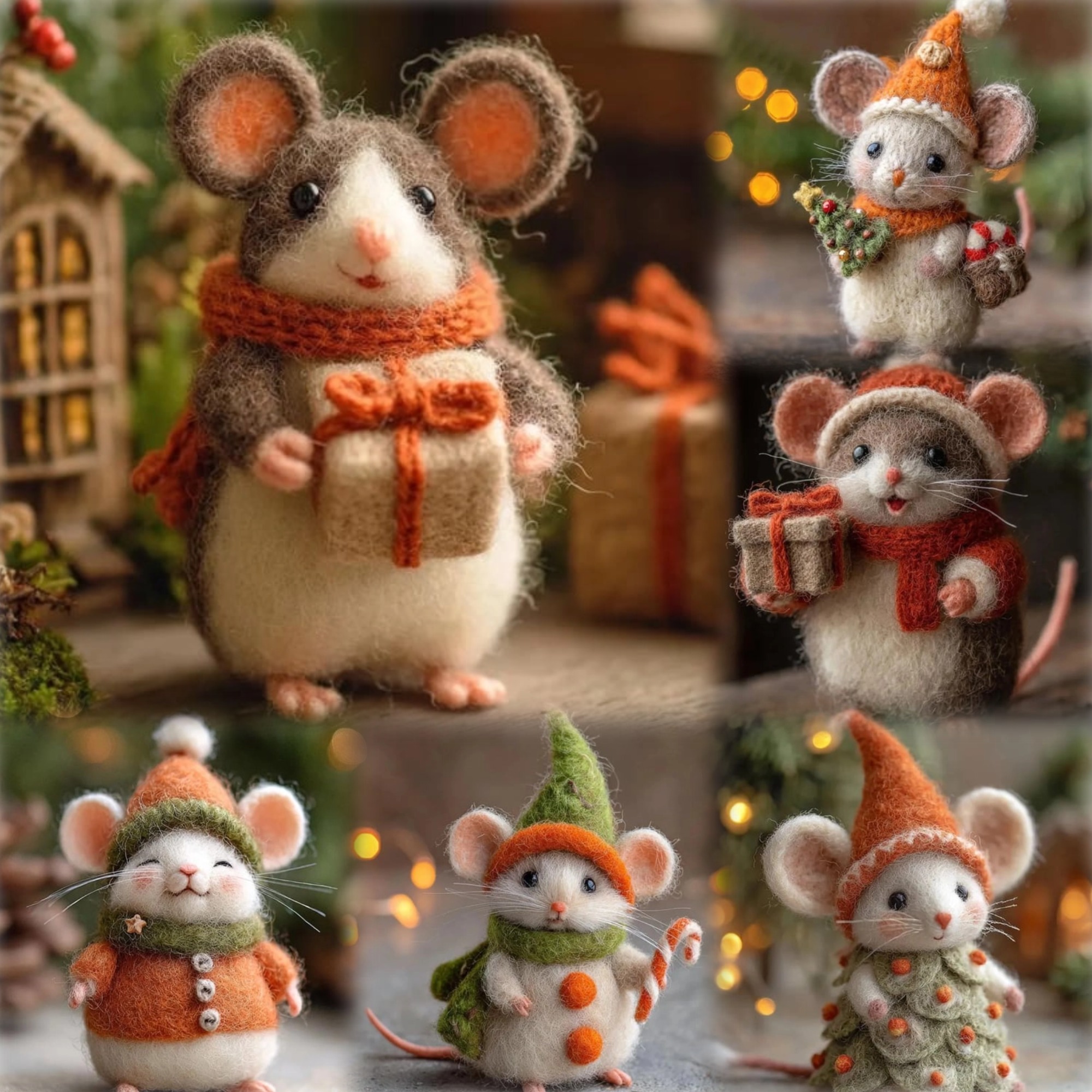 🐭🙌Eco-Friendly Handmade Felt Christmas Mouse — 🌿Adorable 3-Inch Wool Ornament for a Cozy, Green Holiday