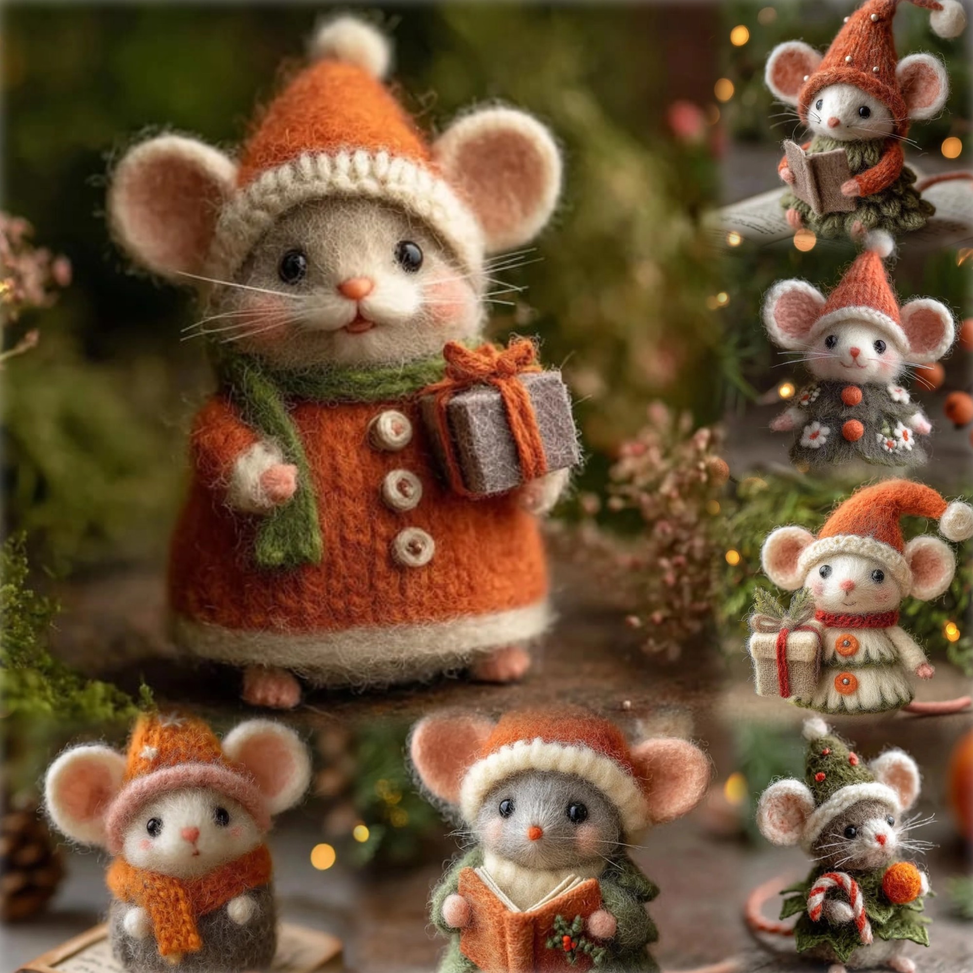 ✨🐭Eco-Friendly Handmade Felt Christmas Mouse🌿