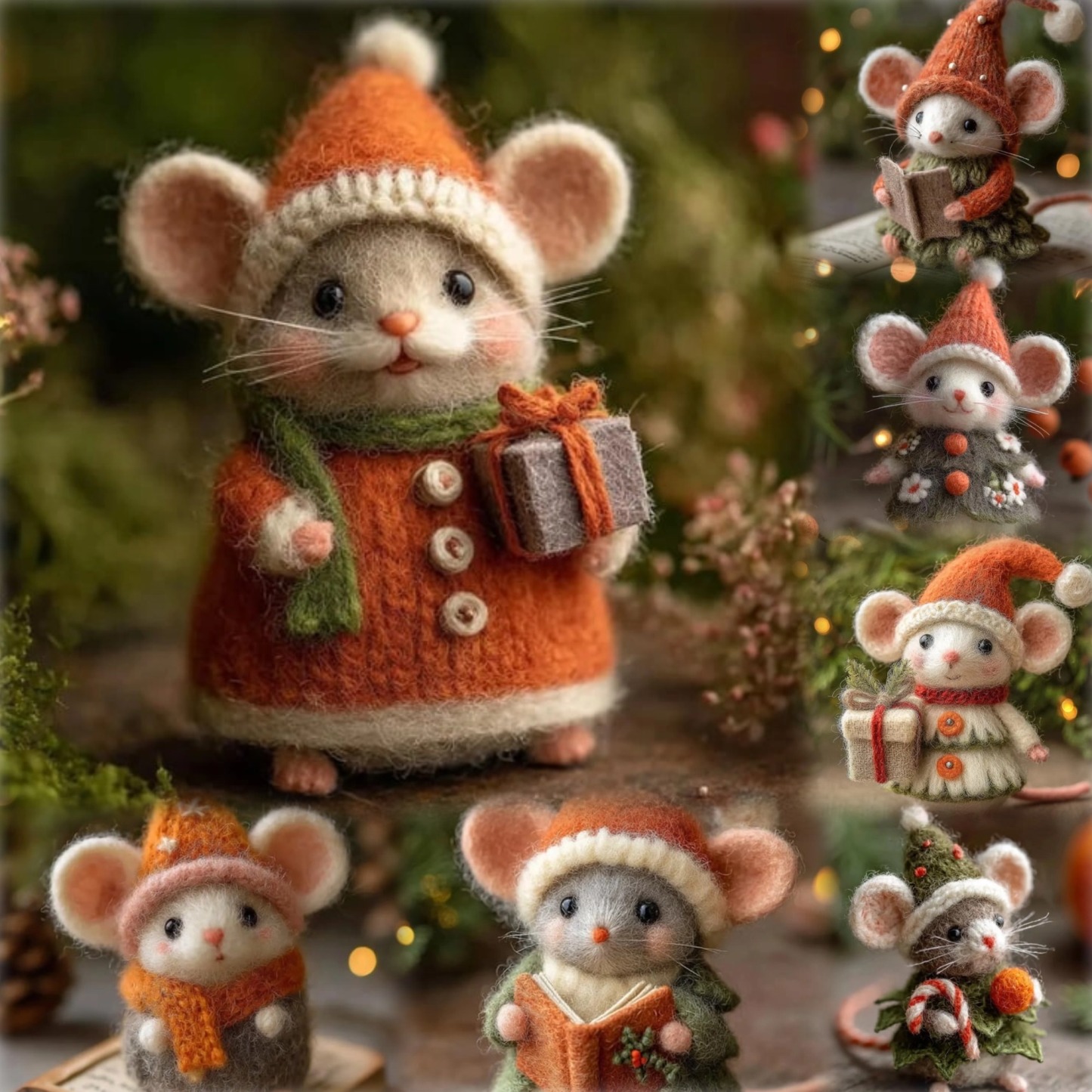 ✨🐭Eco-Friendly Handmade Felt Christmas Mouse🌿