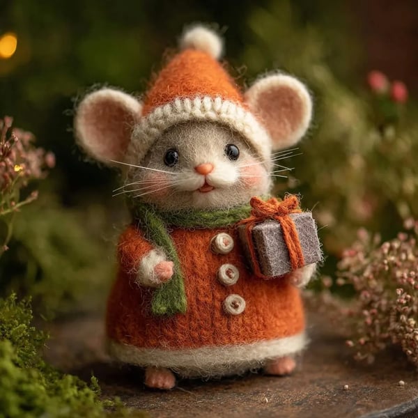 ✨🐭Eco-Friendly Handmade Felt Christmas Mouse🌿