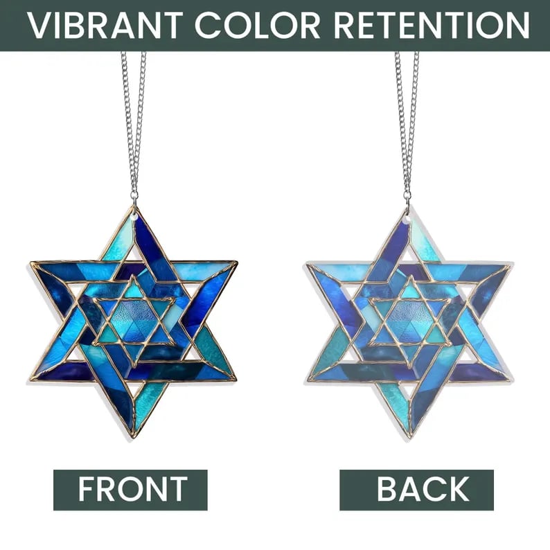 🎄Christmas Gift 50% Off--💝Handcrafted Star of David Glass Hanukkah Suncatcher