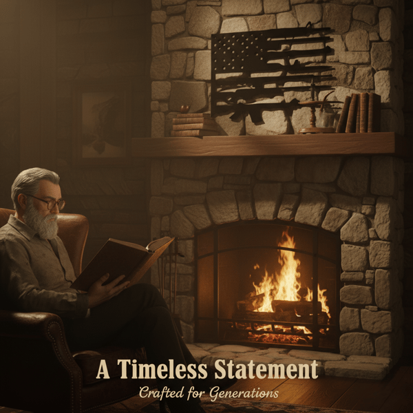 🦅Vintage American Flag & Gun Metal Wall Art