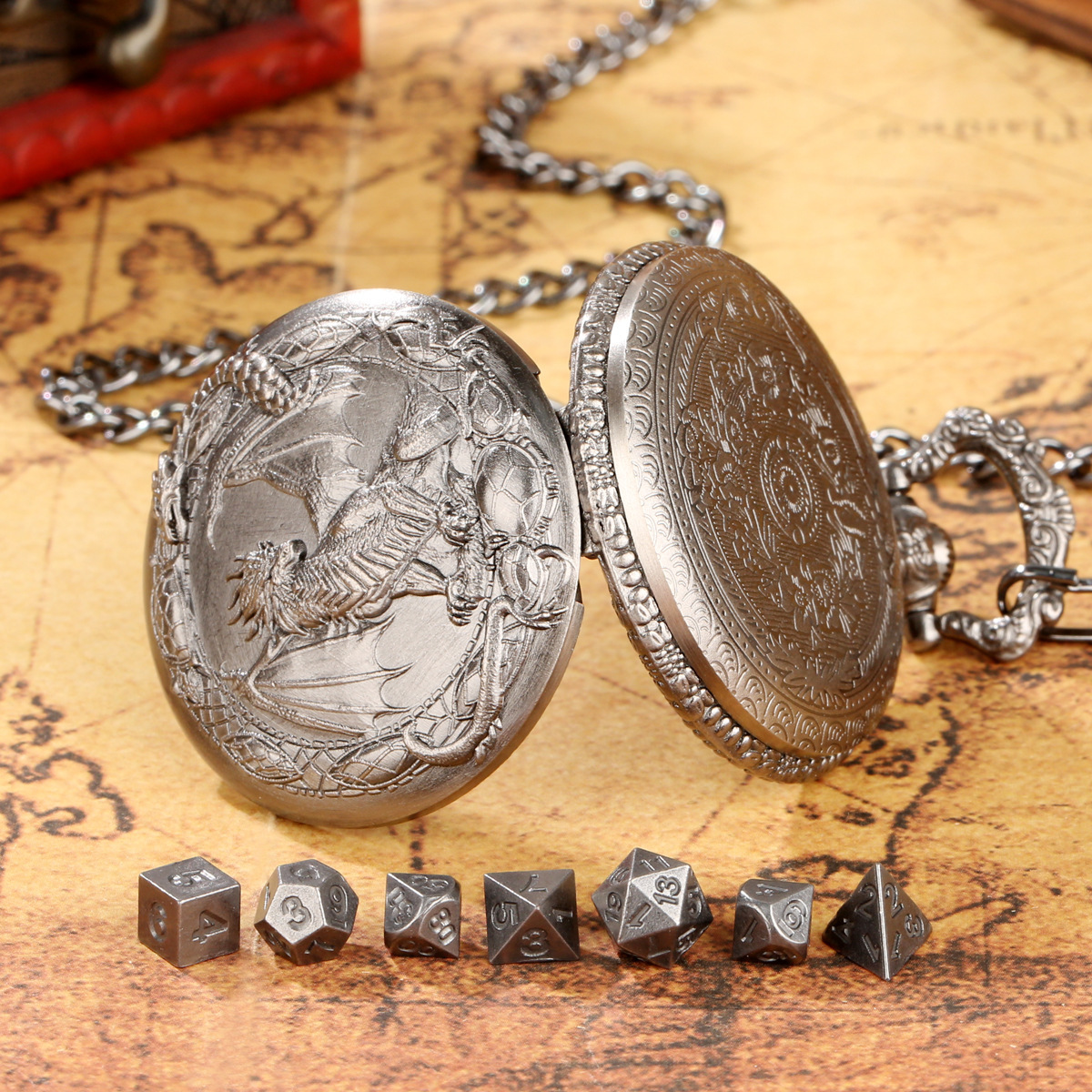 Dragon Crest Pocket Watch Dice Set