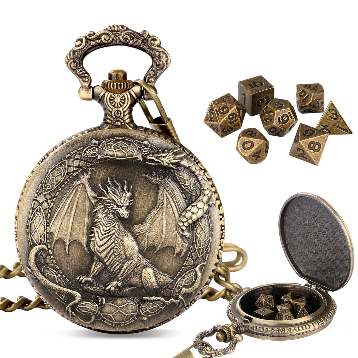 Dragon Crest Pocket Watch Dice Set