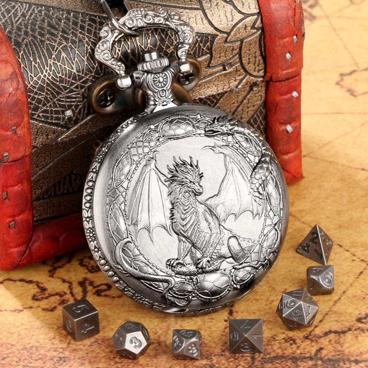 Dragon Crest Pocket Watch Dice Set