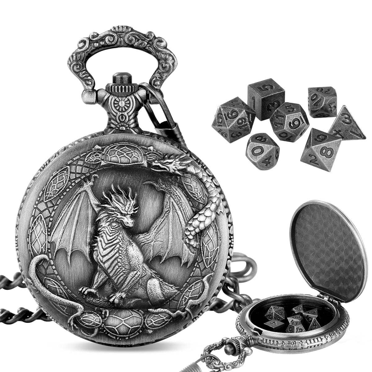 Dragon Crest Pocket Watch Dice Set
