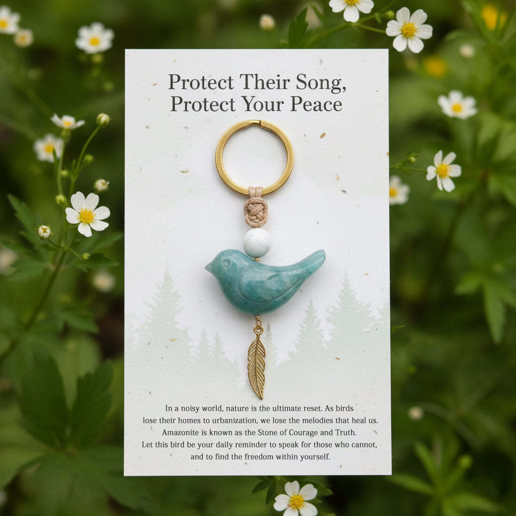 🔥🔥New Year 50% Off--Song of Nature: Amazonite Bird Keychain for Peace & Courage