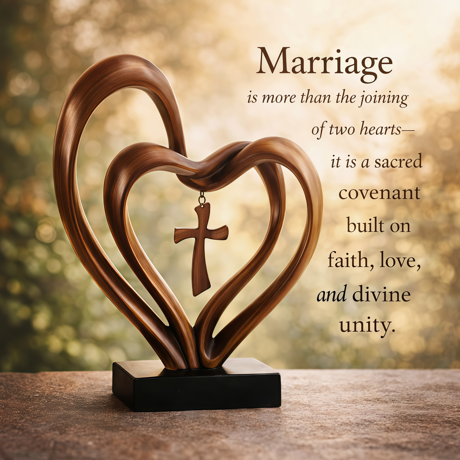 🌸Valentine's Day Hot Sale💖Marriage Takes Three – Entwined Heart & Cross Christian Wedding Sculpture