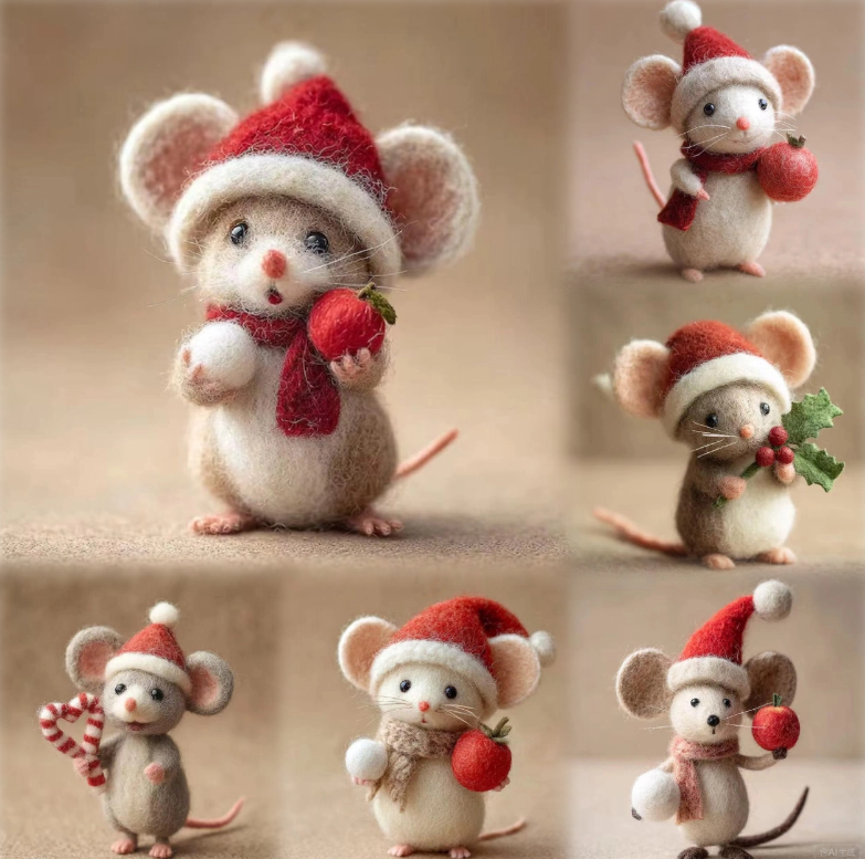 🎄 Eco-Friendly Handmade Felt Christmas Mouse — Adorable 3-Inch Wool Ornament for a Cozy, Green Holiday 🐭🌿✨